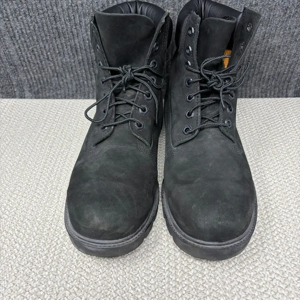 Timberland Premium 6” Waterproof Boots Black Nubuck Leather Mens 9 WIDE